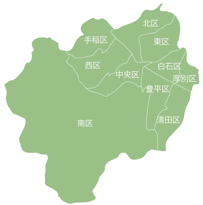 札幌の地図（各区分け）